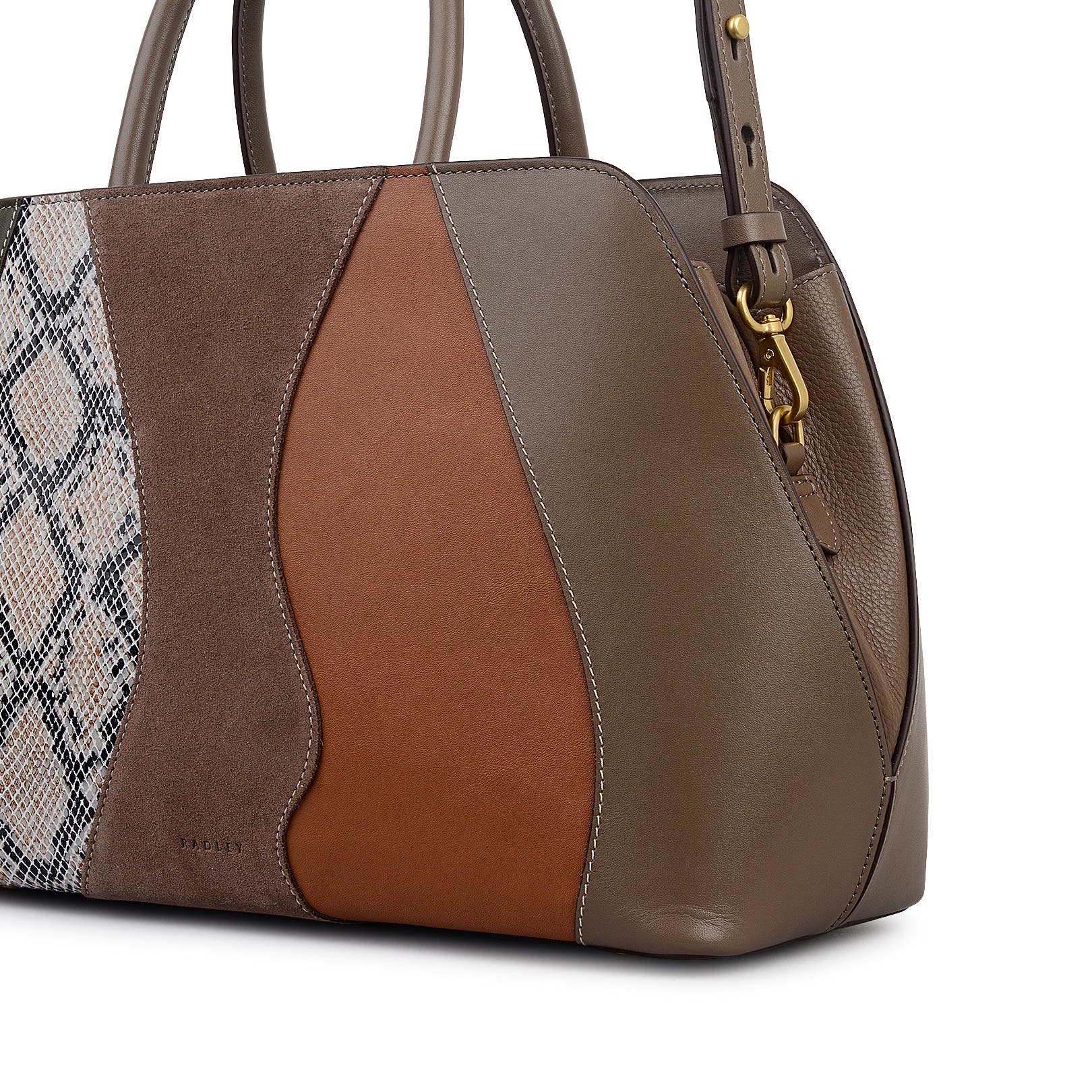 Radley Liverpool Street - Patchwork Medium Ziptop Satchel Bag, Alternate, color, Coffee