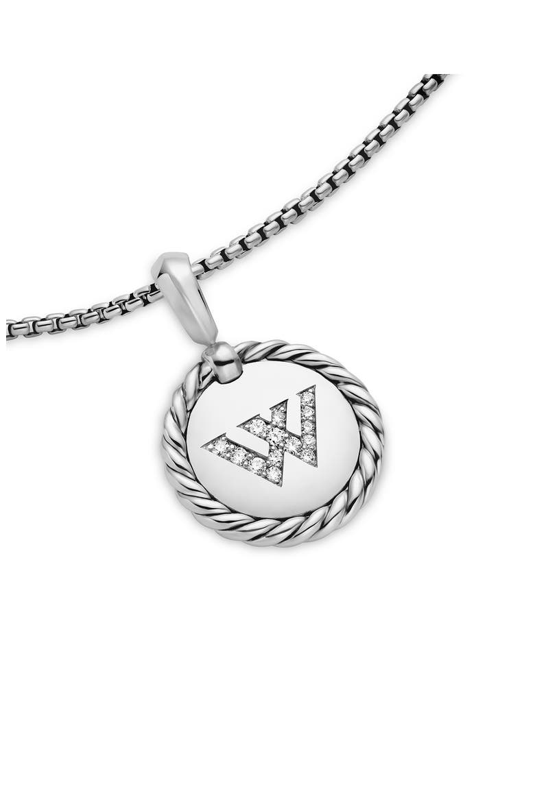 Initial Charm Necklace with Diamonds, Alternate, color, SILVER/ DIAMOND-W