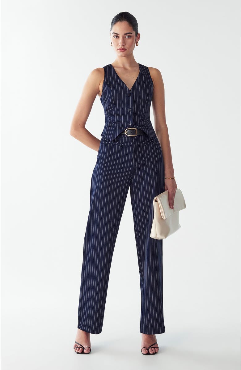 WILLA Katherine Pants, Alternate, color, Navy Pinstripe