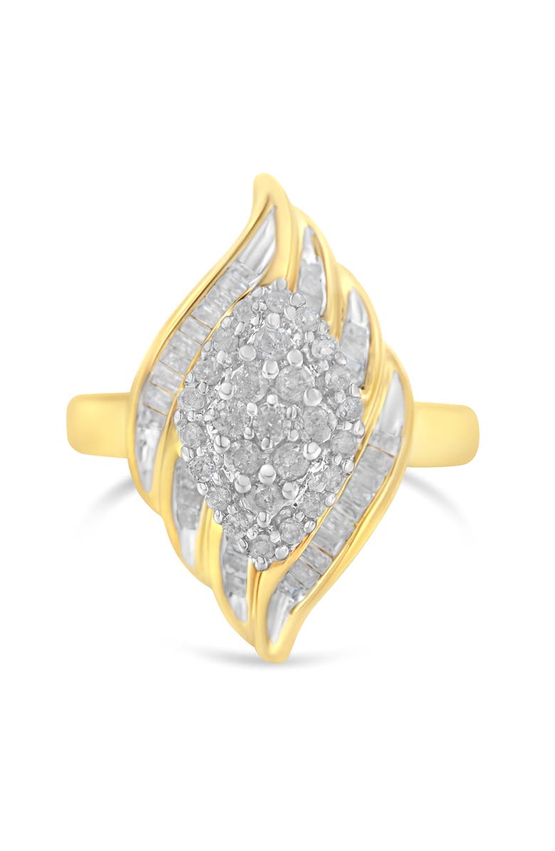 Haus of Brilliance 10K Yellow Gold Plated Silver 3/4 Cttw Diamond Cocktail Ring, Main, color, Yellow Gold Over Silver