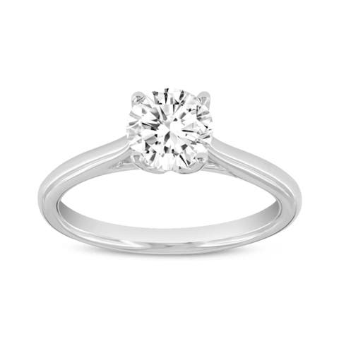 Neli 14K White Gold Round Shape Lab Grown Diamond Solitaire Ring - 1 Ct