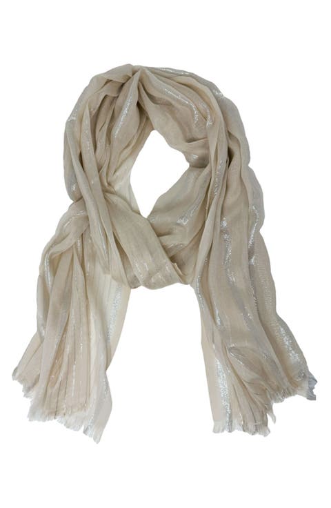 Metallic Stripe Oblong Scarf