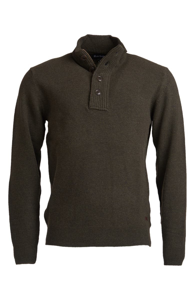 Barbour Patch Wool Quarter Zip Pullover, Alternate, color, Seaweed