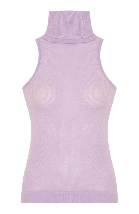 Nomia Sheer Knit Sleeveless Turtleneck