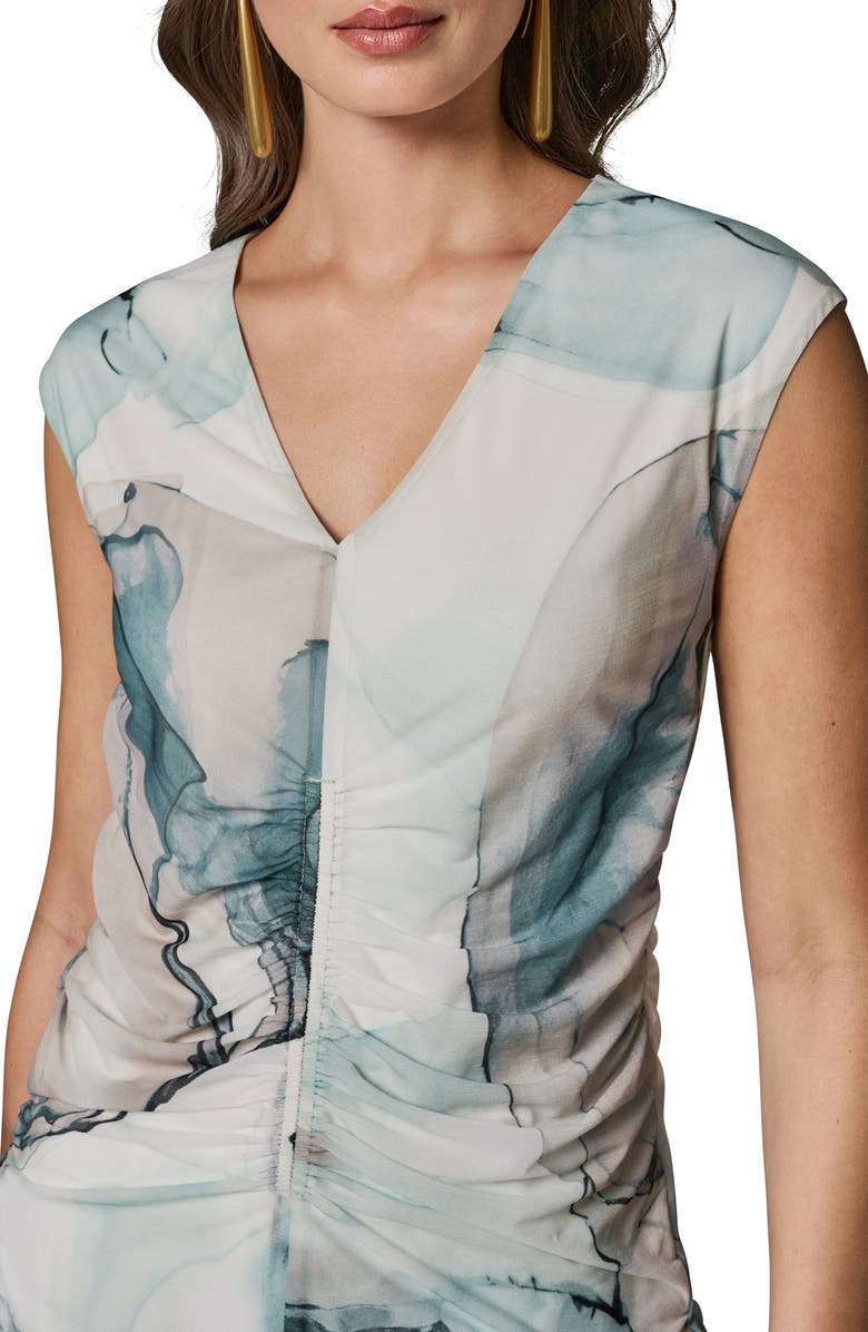 Donna Karan New York Abstract Print Center Ruched Knit Tank, Alternate, color, Skylight Multi