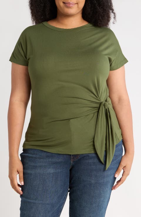Side Knot Jersey Top (Plus)
