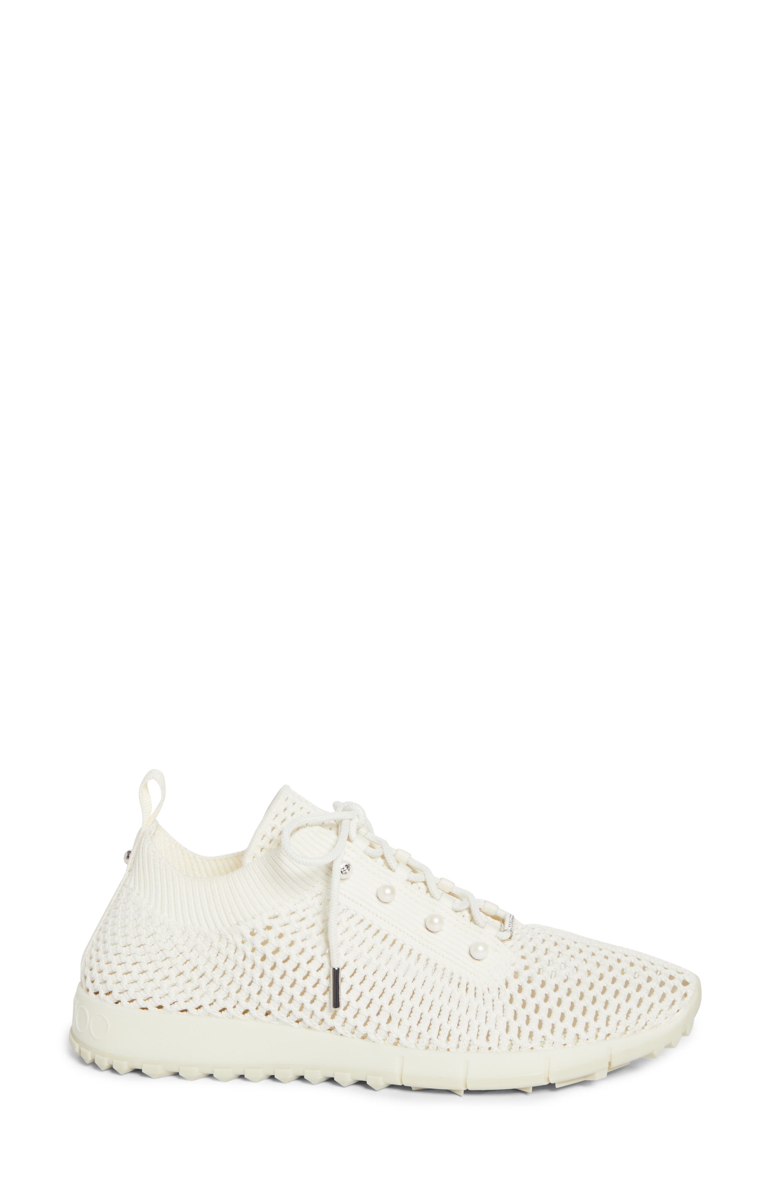 Jimmy Choo Veles Imitation Pearl Open Stitch Knit Sneaker, Alternate, color, X Latte Mix