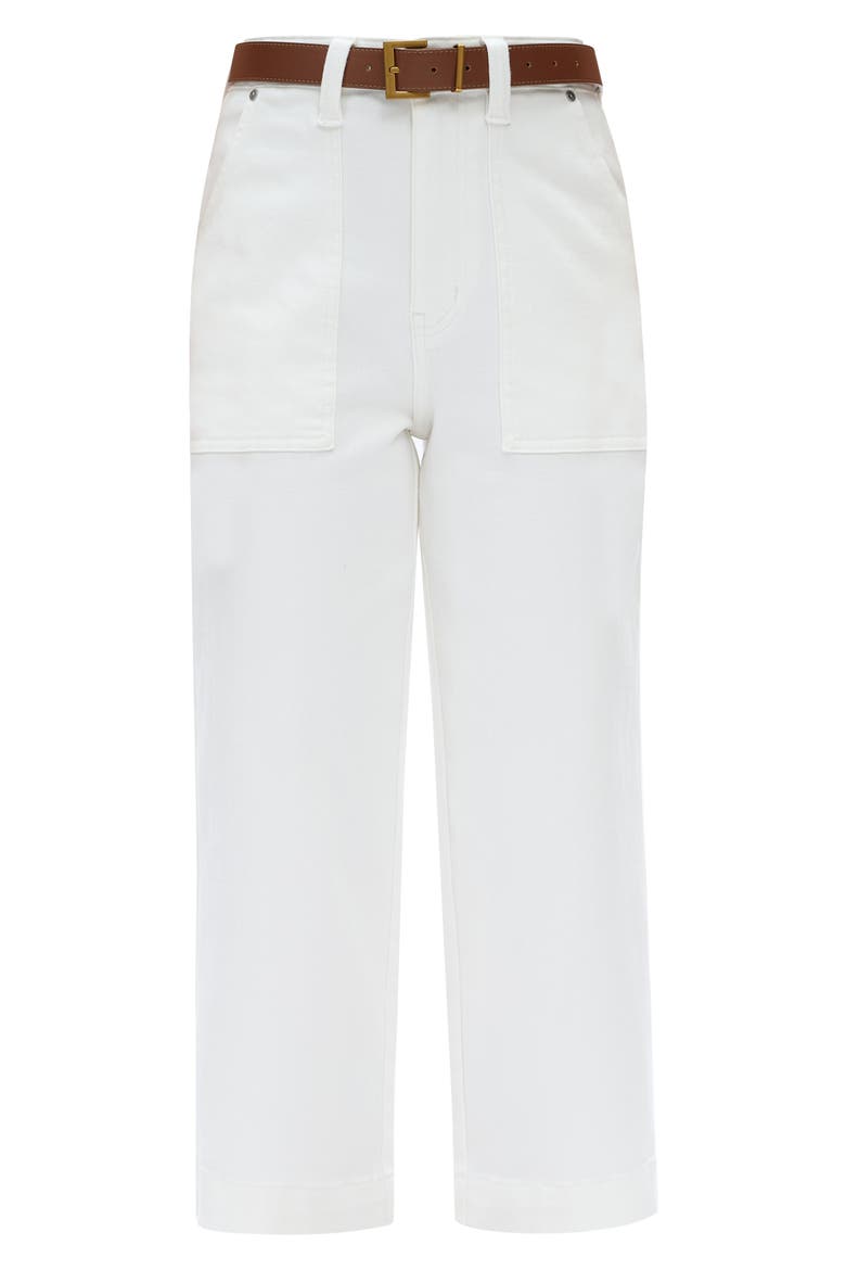 High Waist Crop Relaxed Straight Leg Utility Jeans, Alternate, color, WHITE