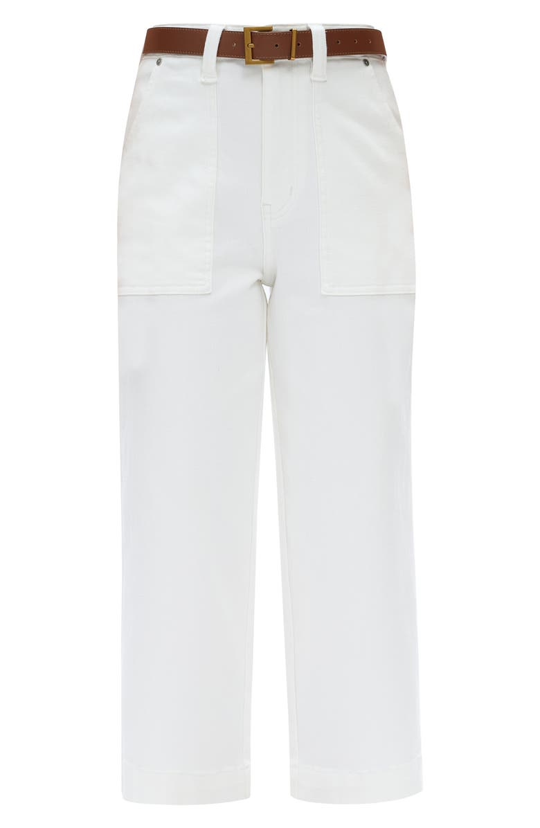 Bayeas High Waist Crop Relaxed Straight Leg Utility Jeans, Alternate, color, White