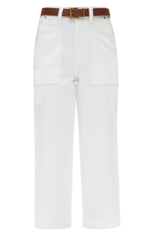 Bayeas High Waist Crop Relaxed Straight Leg Utility Jeans In White