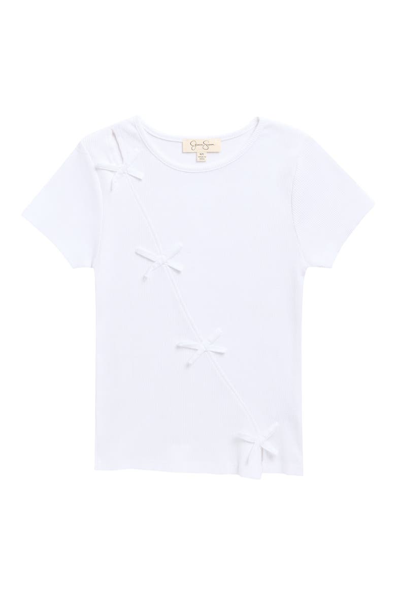 Kids' Bow Rib Knit T-Shirt, Main, color, SEA SALT