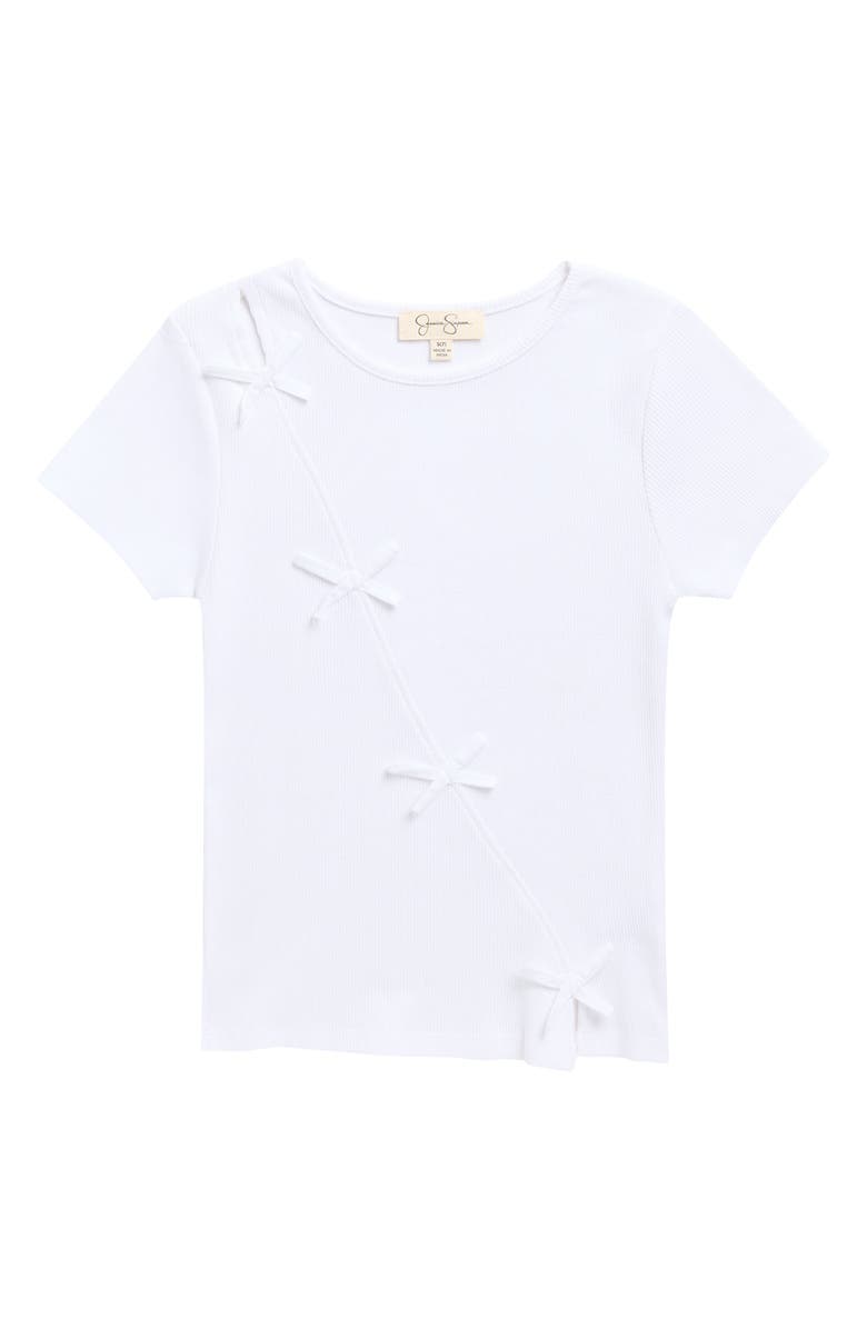 Jessica Simpson Kids' Bow Rib Knit T-Shirt, Main, color, Sea Salt