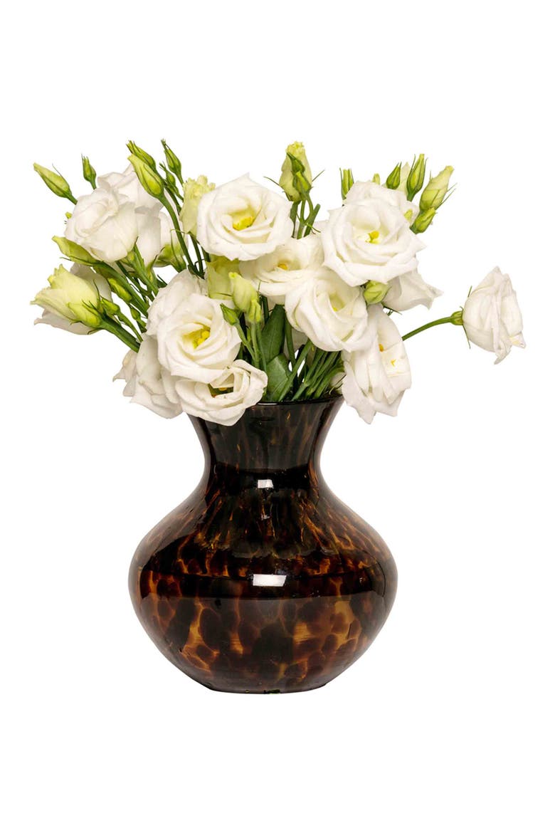 Puro 6-Inch Tortoiseshell Pattern Glass Vase, Alternate, color, BROWN