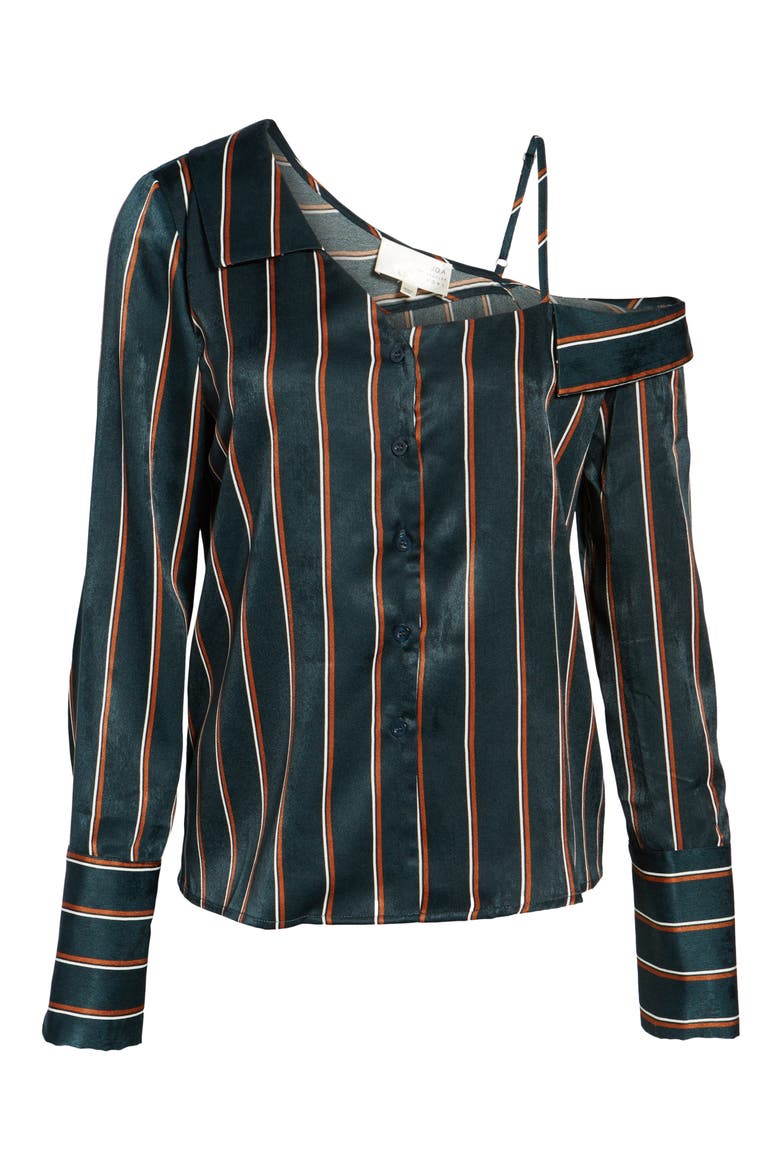 One-Shoulder Stripe Shirt, Alternate, color, GREEN MULTI