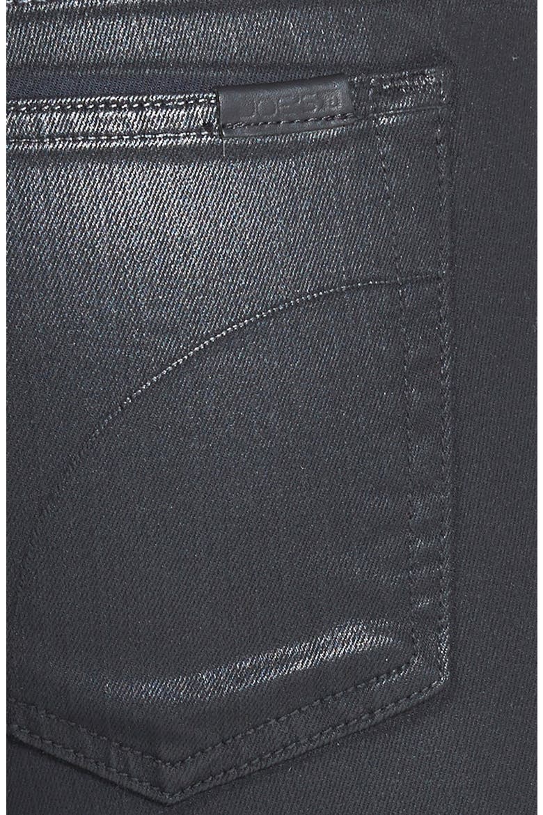 Coated Skinny Jeans, Alternate, color, JET BLACK