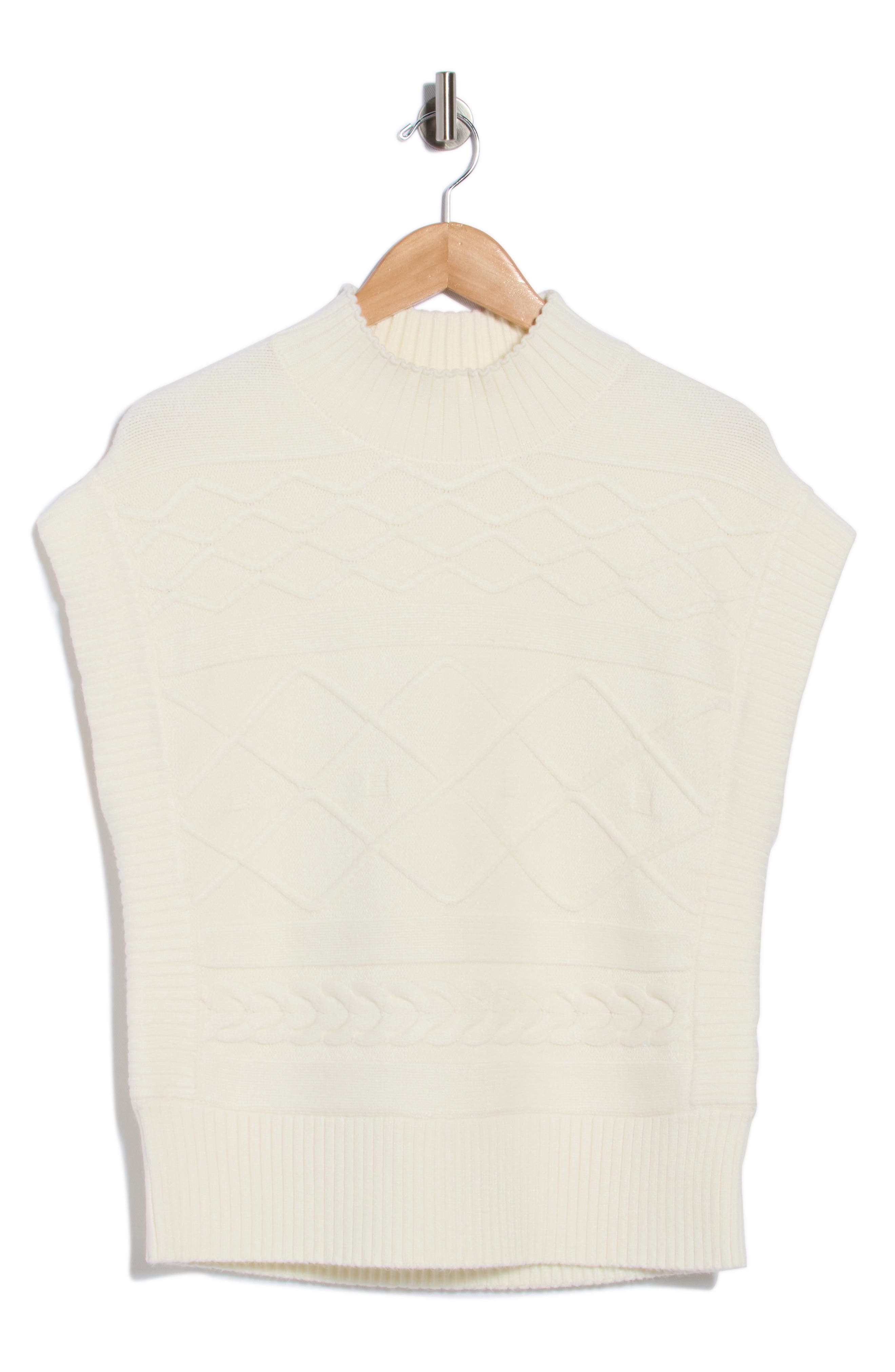 Mock Neck Cable Knit Vest