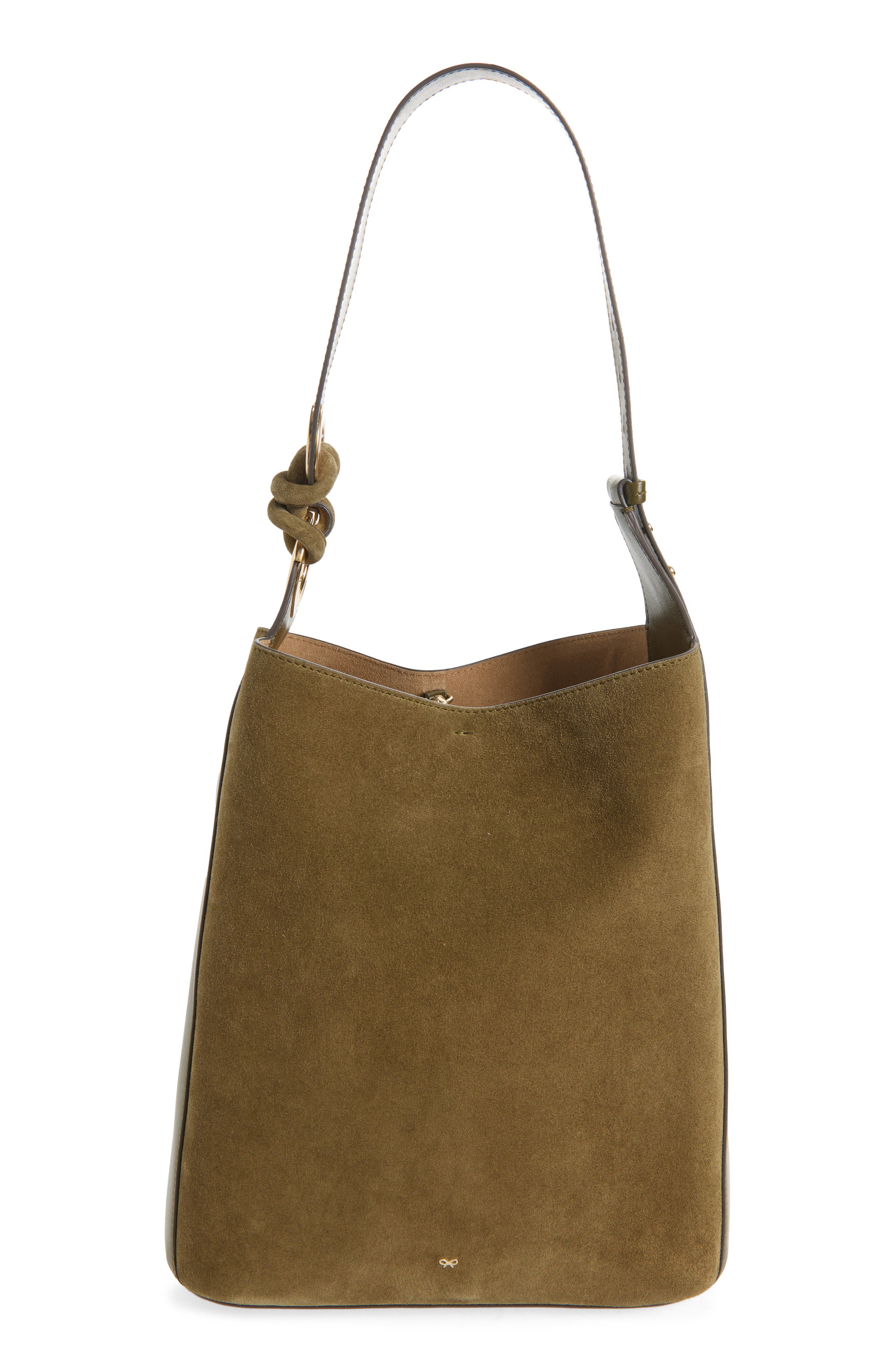 Anya Hindmarch Ringo Suede North/South Shoulder Bag, Alternate, color, Bonsai