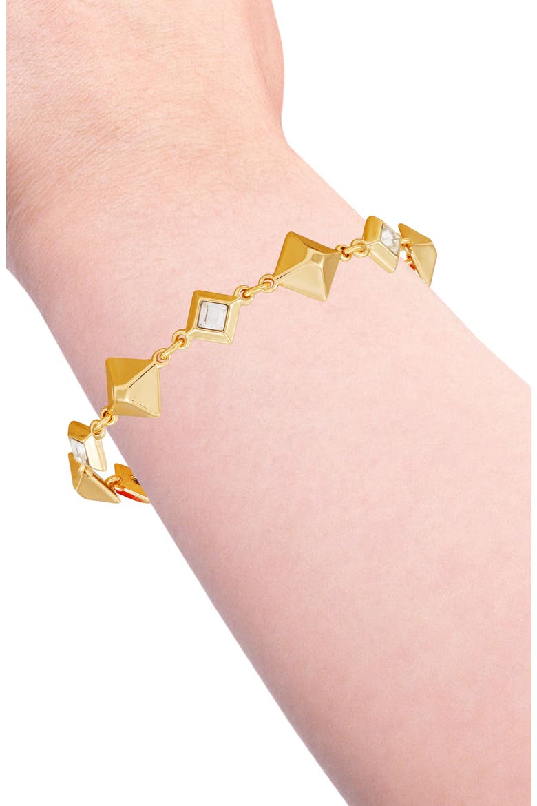 Crystal Pyramid Line Bracelet, Alternate, color, GOLDTONE