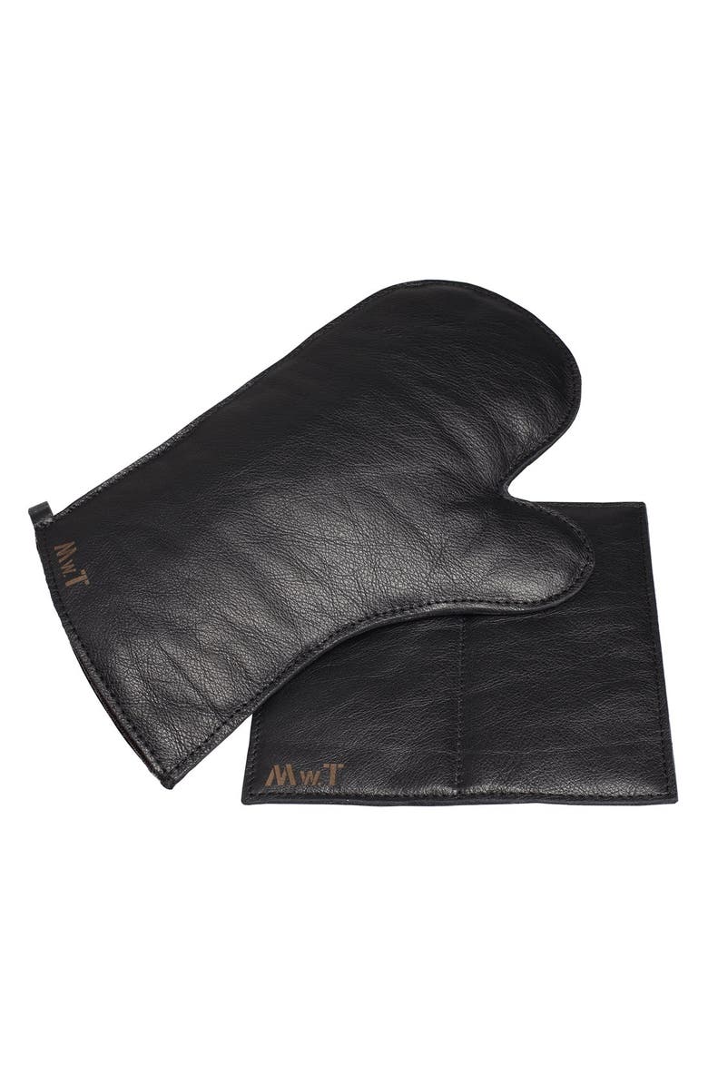 Malle W. Trousseau Calfskin Leather Oven Mitt & Pot Holder, Alternate, color,