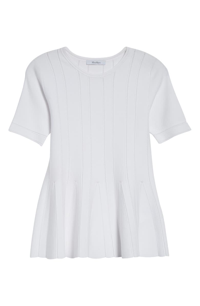 Max Mara Epoche Short Sleeve Peplum Sweater, Alternate, color, White