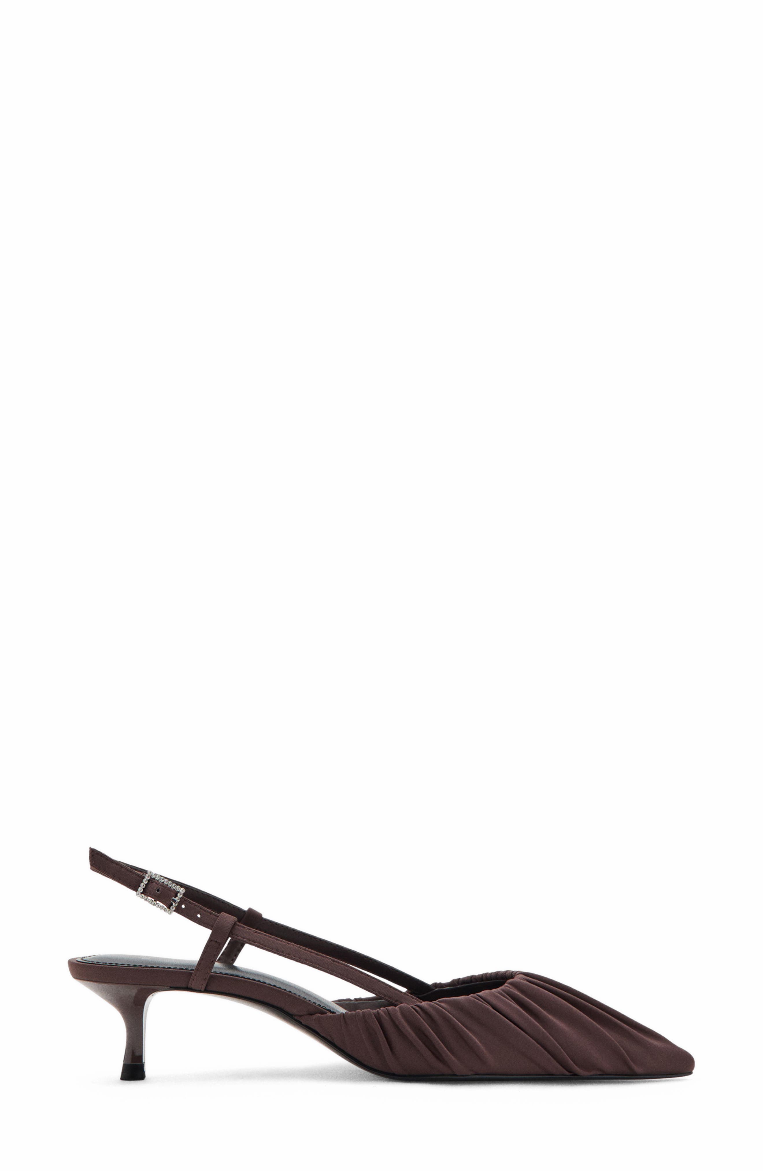 MANGO Ruched Slingback Kitten Heel, Alternate, color, Chocolate
