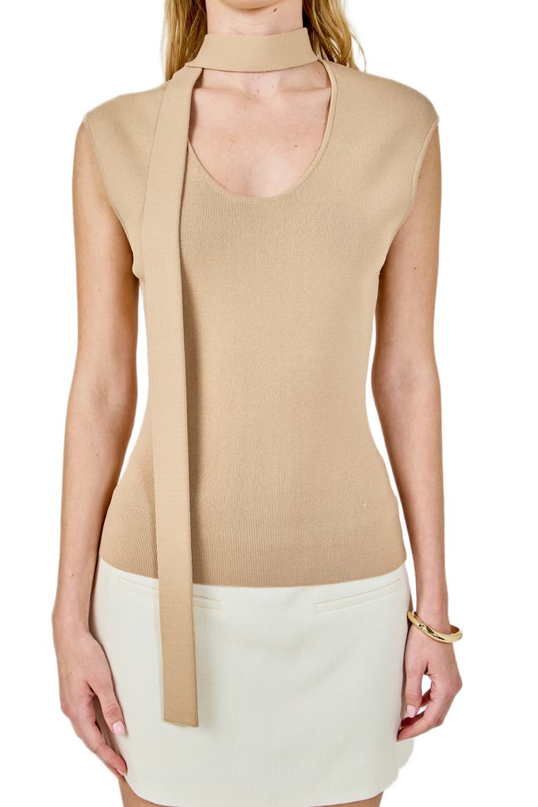 Knit Tank & Scarf, Alternate, color, KHAKI