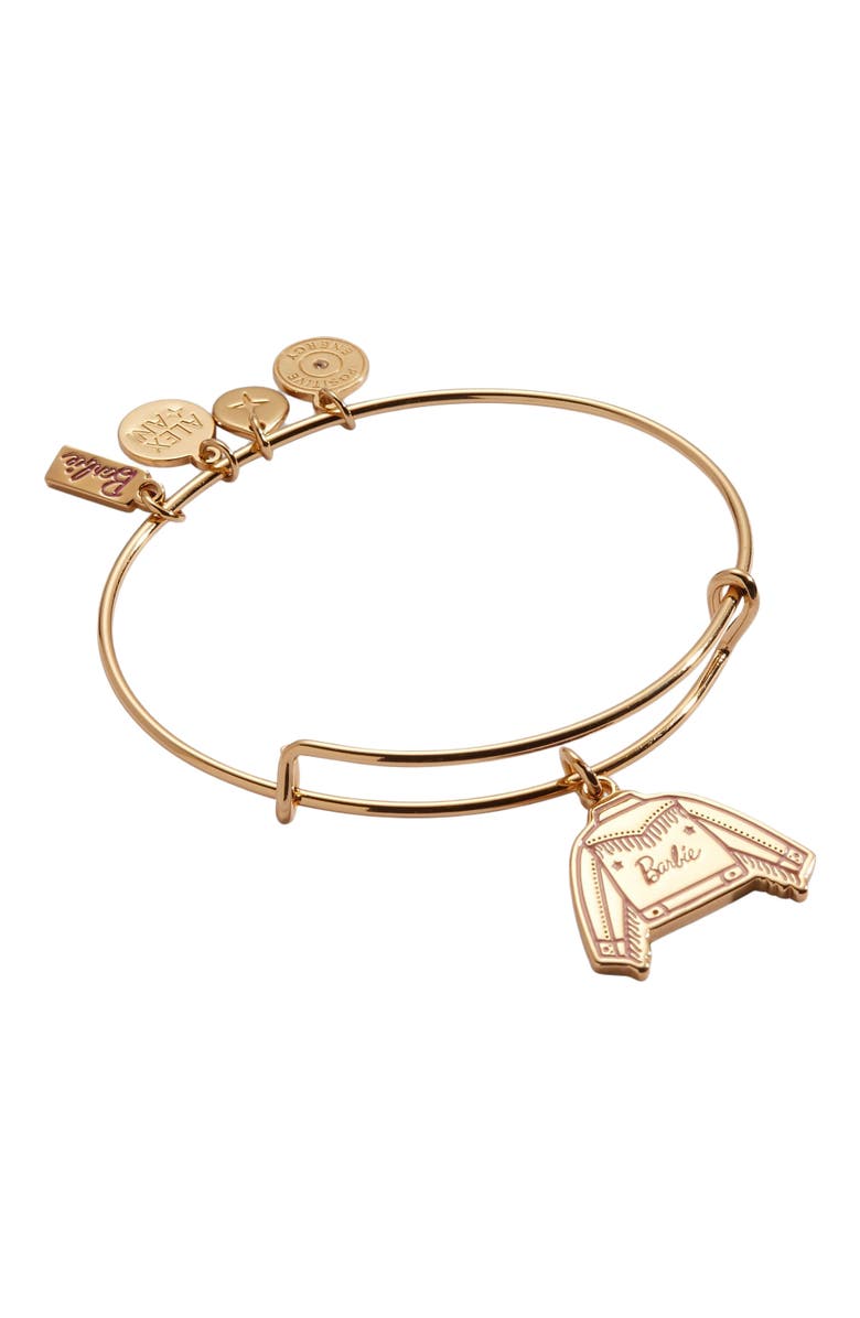 Alex and Ani Barbie Western Jacket Charm Bangle Bracelet, Main, color, Gold
