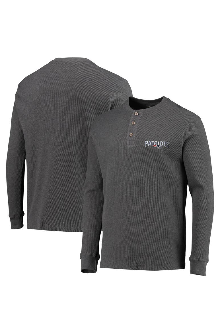 Men's Dunbrooke Heathered Gray New England Patriots Logo Maverick Thermal Henley Long Sleeve T-Shirt, Main, color, Heather Gray