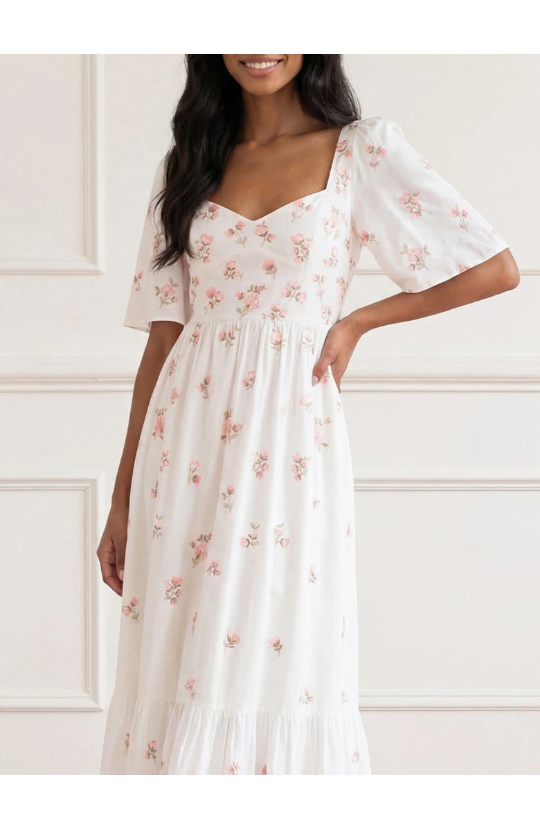 Needle & Thread Flora Ditsy Cotton Ankle Gown, Alternate, color, Chalk