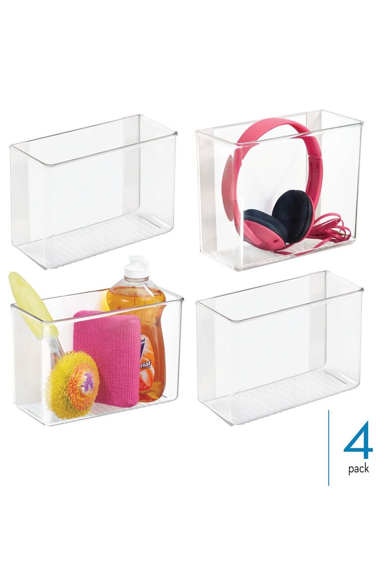 Adhesive Organizer Bin for Kitchen - Set of 4 - Clear, Alternate, color, Natural