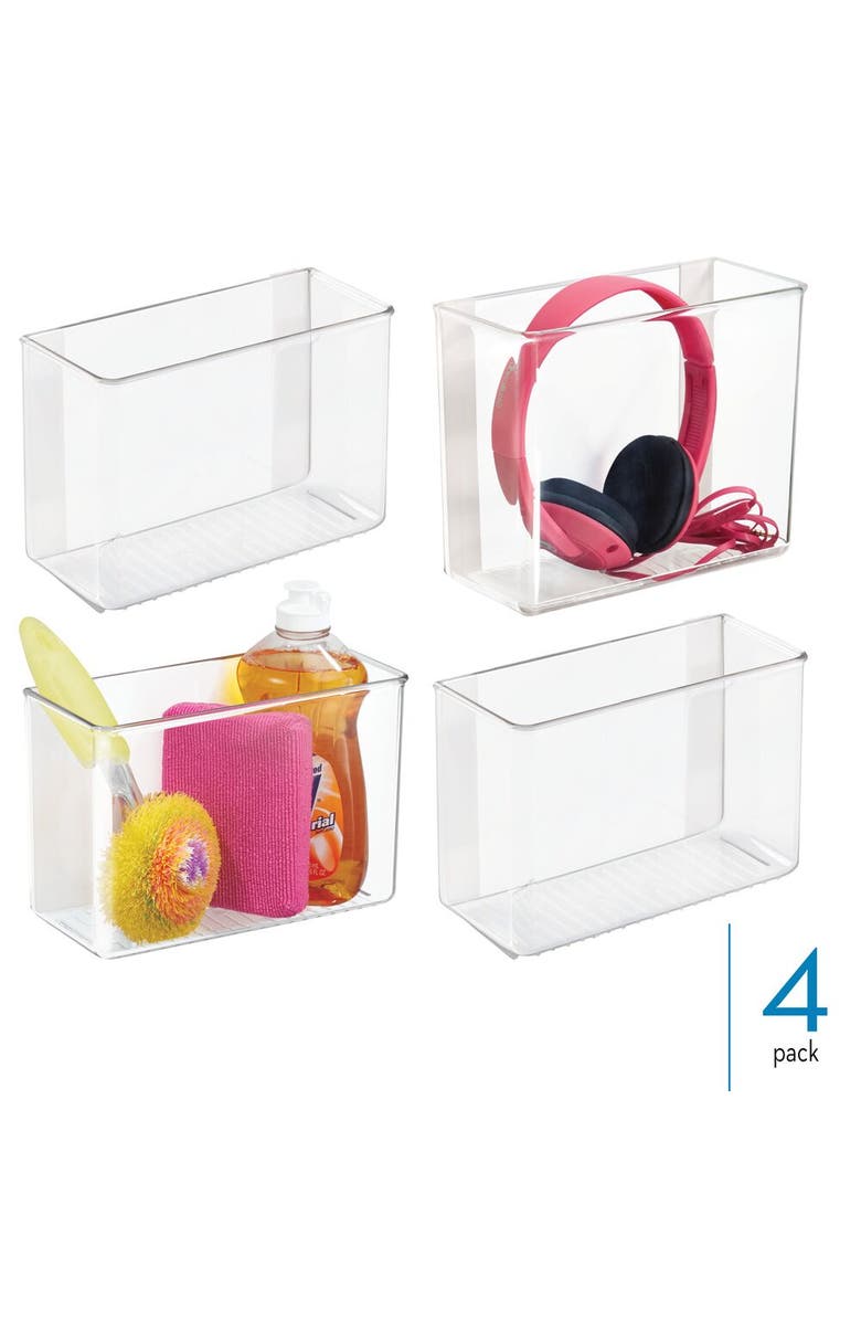 iDesign Adhesive Organizer Bin for Kitchen - Set of 4 - Clear, Alternate, color, Natural