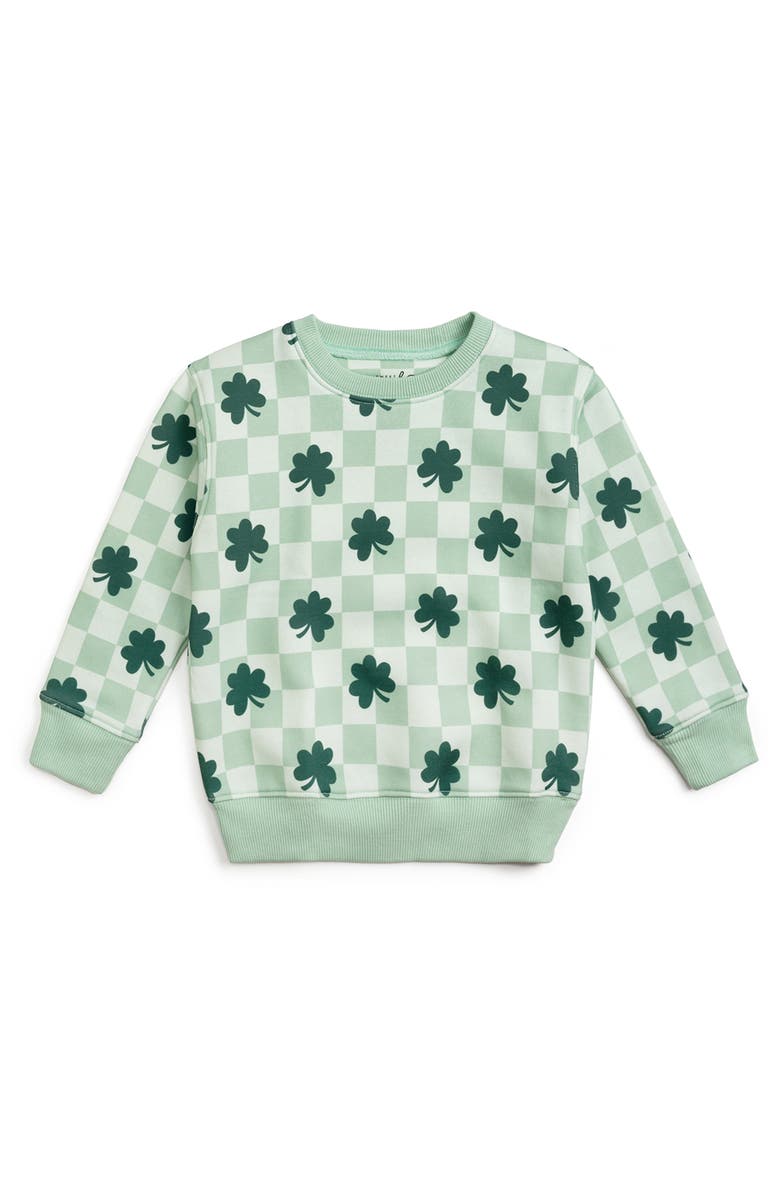 Sweet Wink Shamrock Checkered St. Patrick's Day Sweatshirt, Main, color, Sage