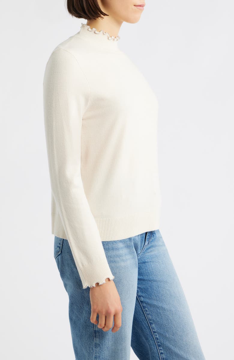Wit & Wisdom Bead Detail Mock Neck Sweater, Alternate, color, Ecru