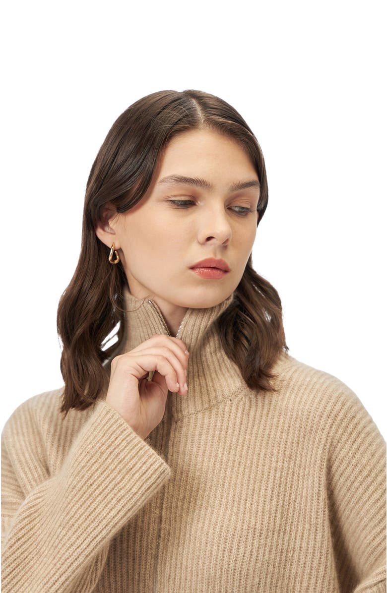 GOBI Mongolian Cashmere Cashmere Quarter-Zip Sweater, Alternate, color, Warm Grey