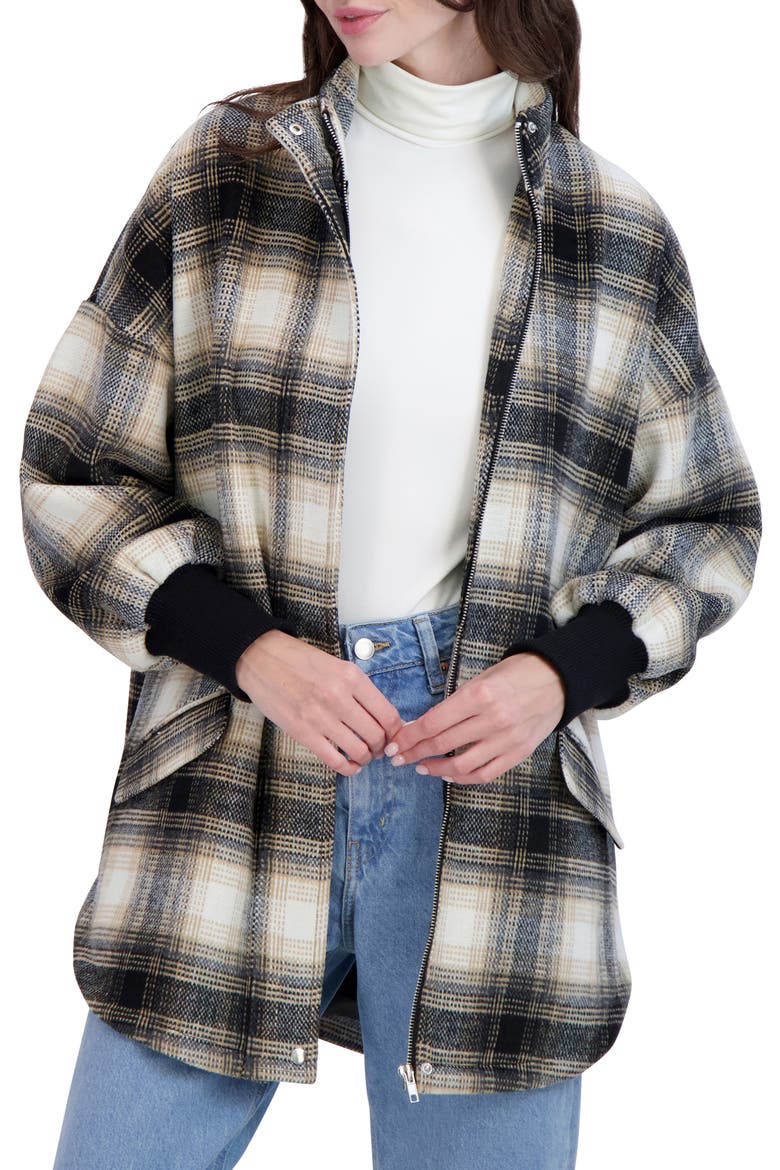 Oversize Plaid Jacket, Main, color, Z/DNUBROWN IVORY