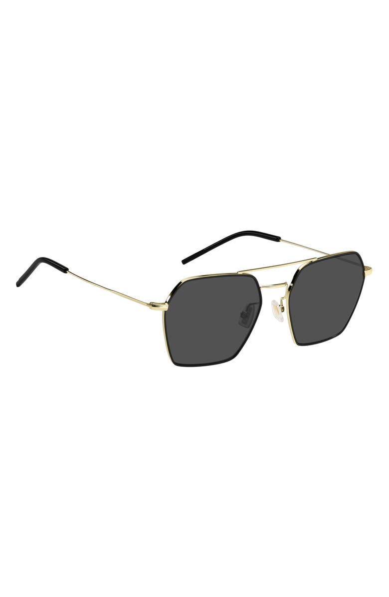 BOSS 54mm Square Aviator Sunglasses, Alternate, color, Gold Black
