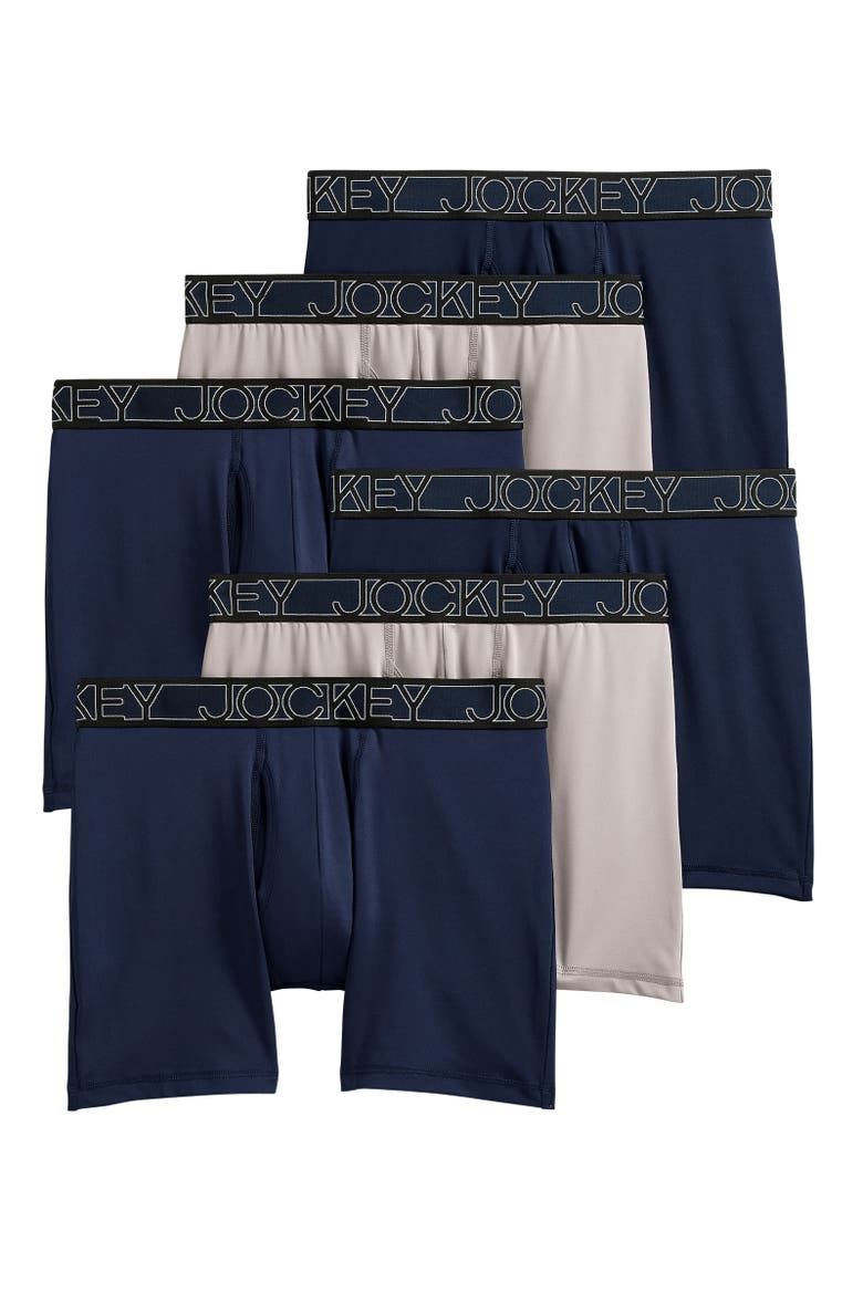 Men's Active Microfiber 5" Boxer Brief - 6 Pack, Main, color, Navy/Quartz/Navy