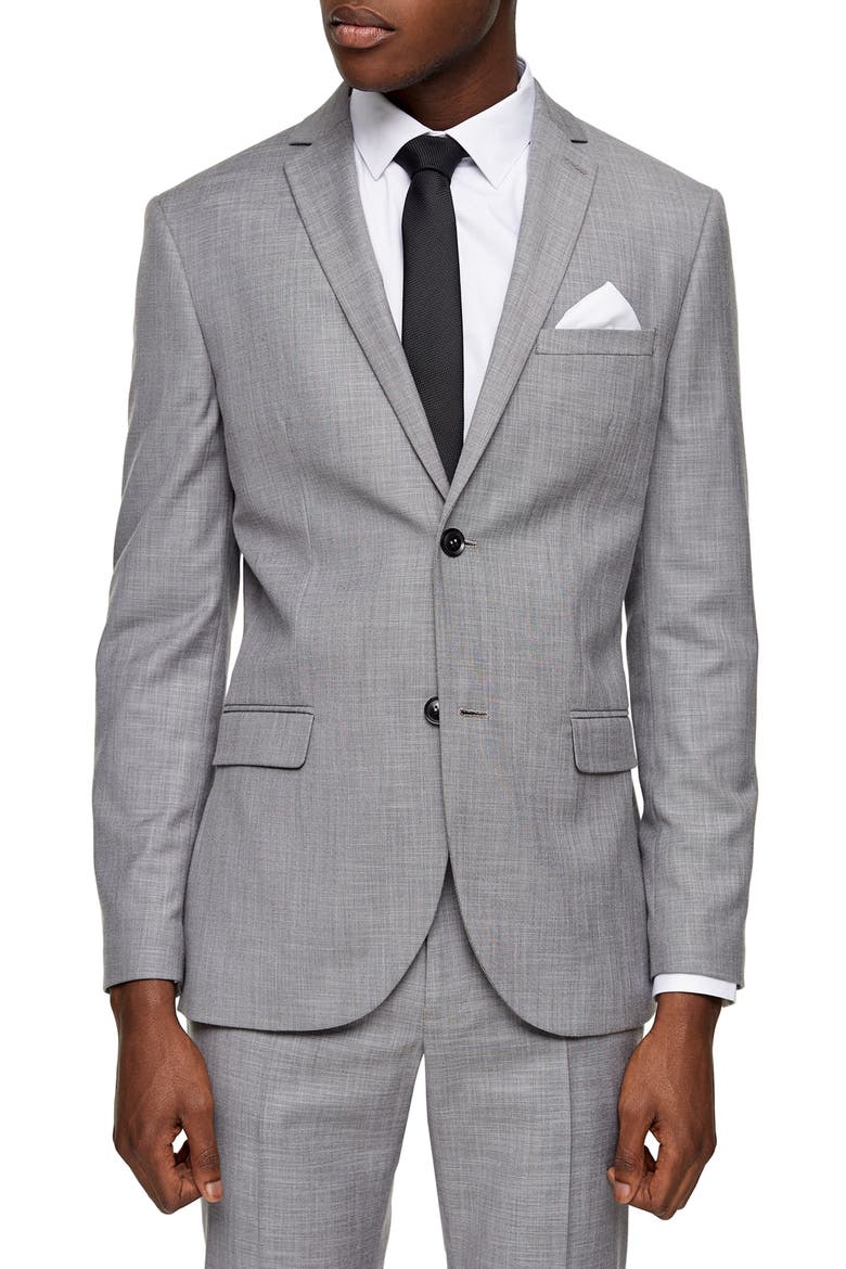 Skinny Fit Suit Jacket, Main, color, GREY