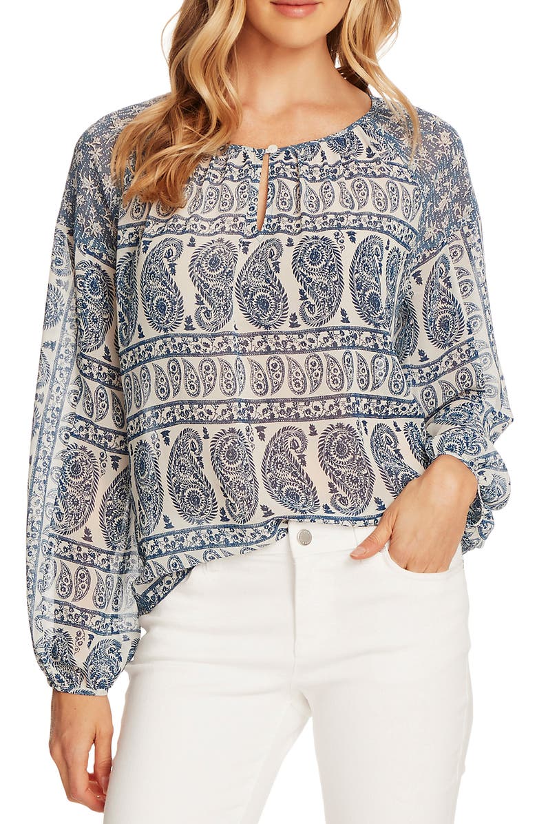 Vince Camuto Paisley Chiffon Blouse, Main, color, 