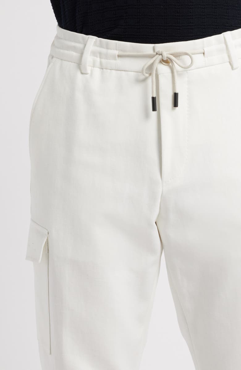 BOSS Pagol Stretch Cotton Drawstring Pants, Alternate, color, Open White