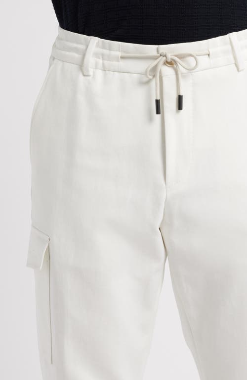 Hugo Boss Boss Pagol Stretch Cotton Drawstring Pants In Open White