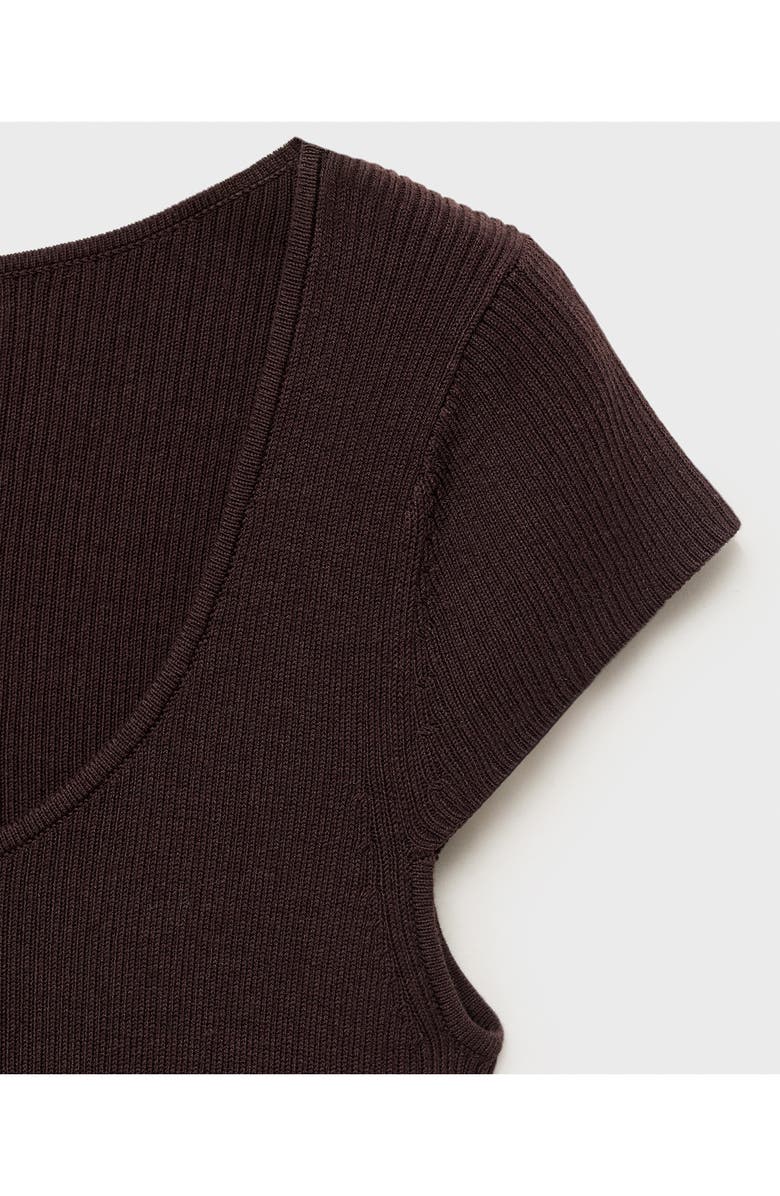 MANGO Short Sleeve Rib Sweater, Alternate, color, Chocolate