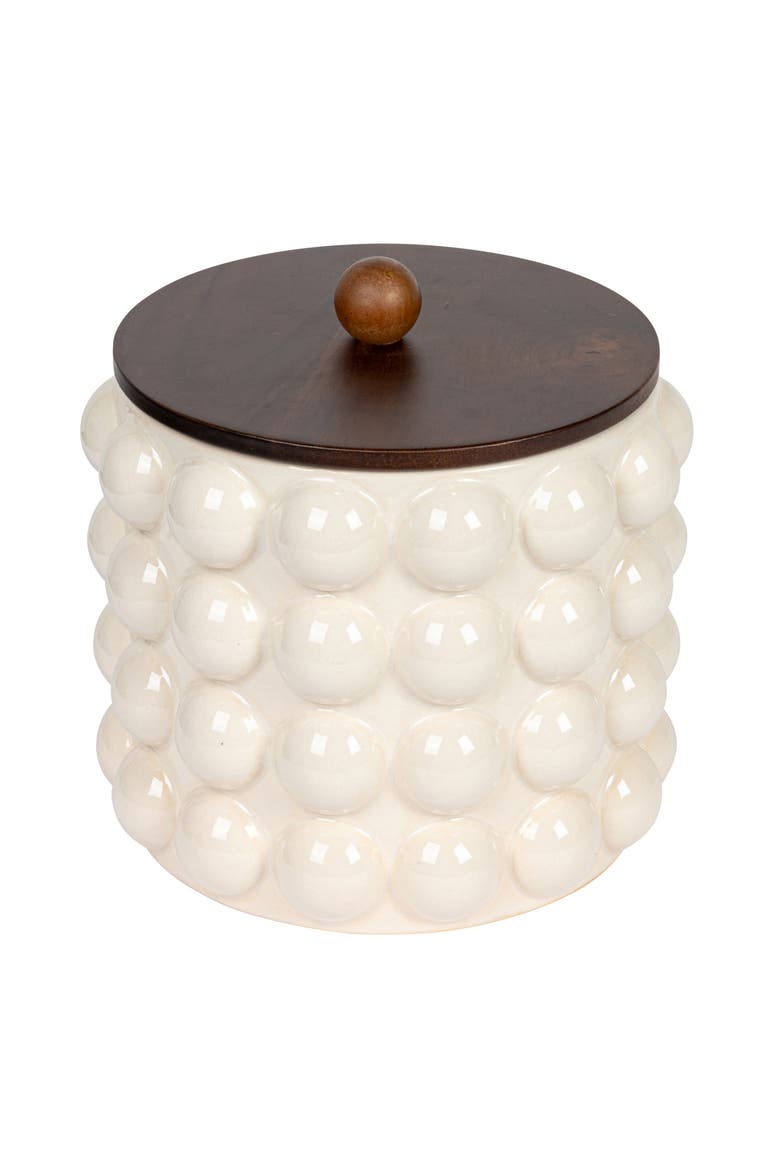 Canister with Raised Dots and Lid, Main, color, White