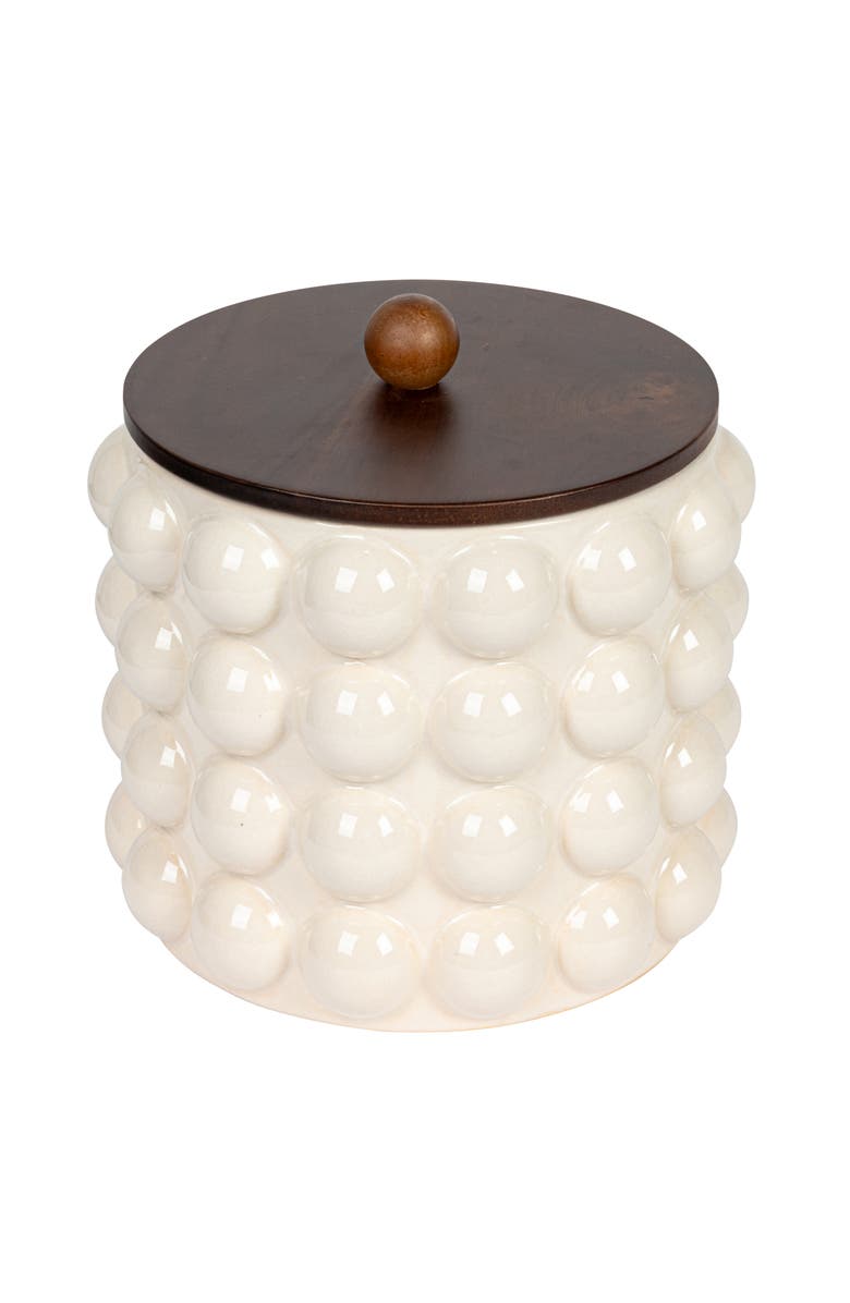 Storied Home Canister with Raised Dots and Lid, Main, color, White