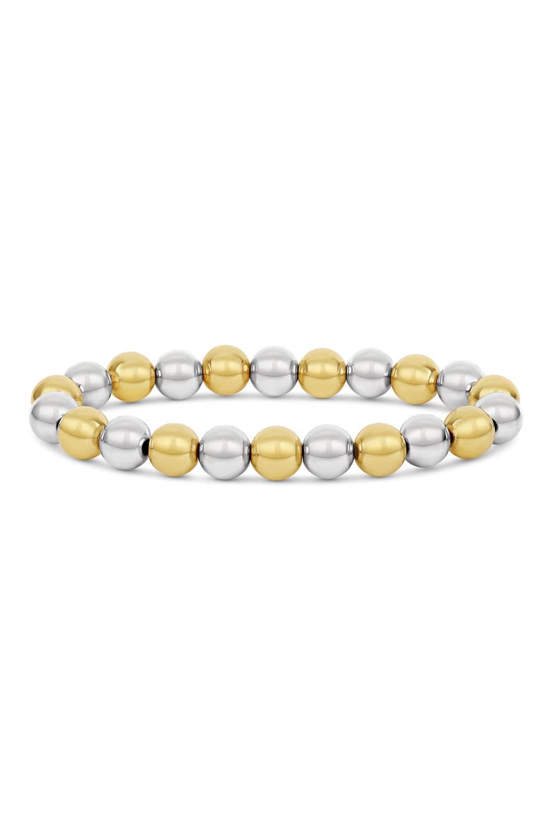 Two-Tone Beaded Stretch Bracelet, Main, color, SILVER/ GOLD