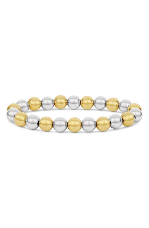 Two-Tone Beaded Stretch Bracelet