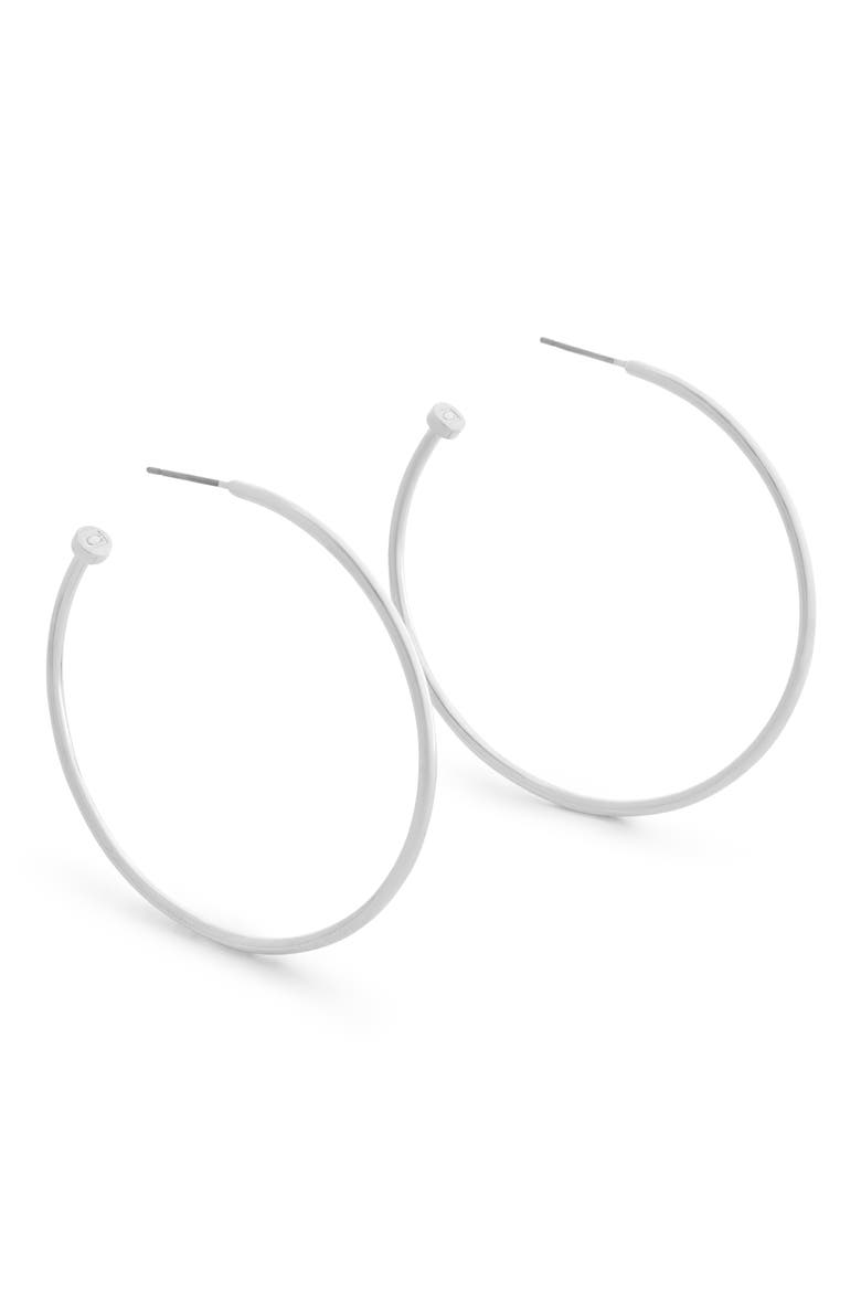 Large Core Hoop Earrings, Alternate, color, RHODIUM