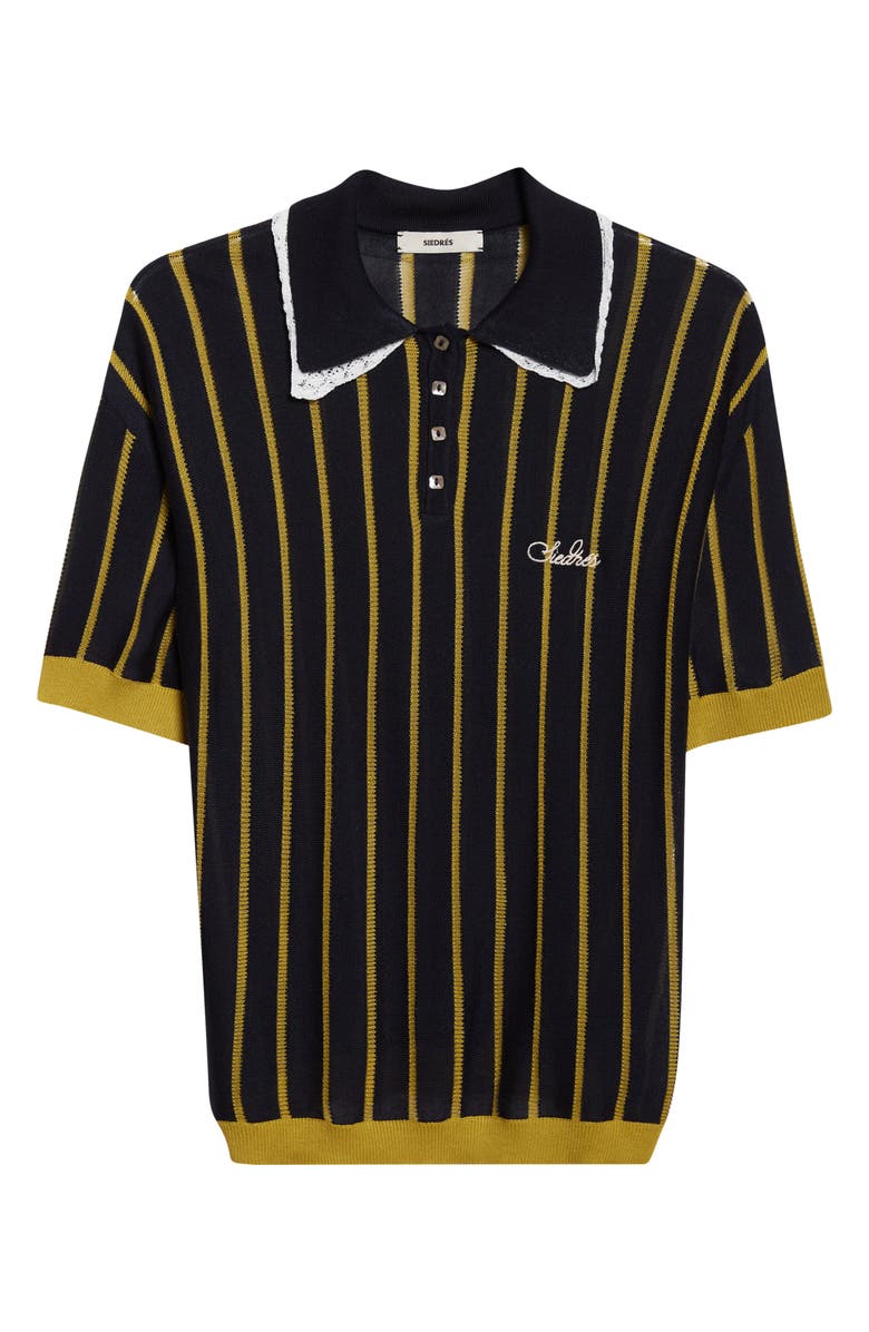 Siedrés Yuan Lace Trim Embroidered Logo Polo, Main, color, Navy/ Green