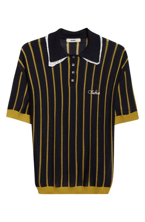 Yuan Lace Trim Embroidered Logo Polo