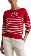 Lauren Ralph Lauren Striped Combed Cotton Boat Neck Sweater
